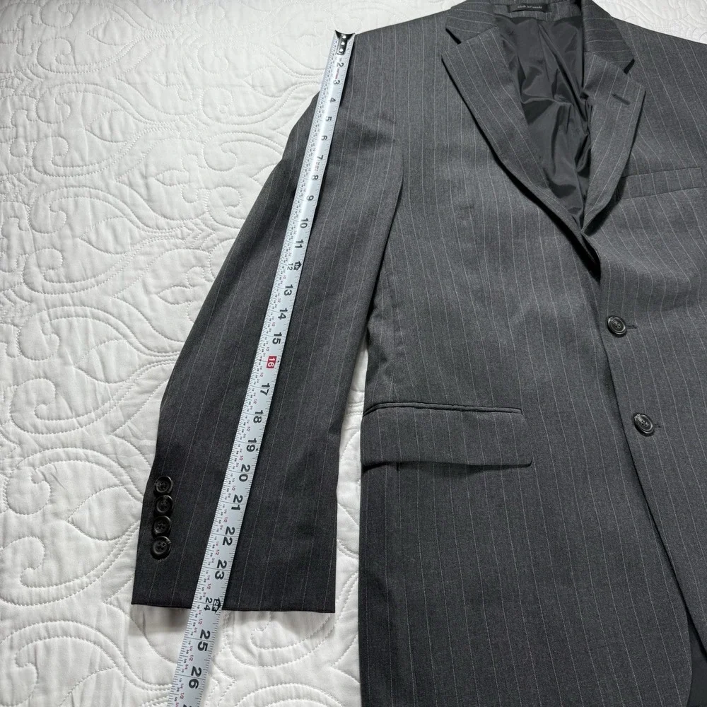 Ralph Lauren Charcoal Pinstripe Wool‎ 2 Button Suit Jacket Blazer Men's 42R EUC